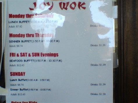 joy wok buffet prices.